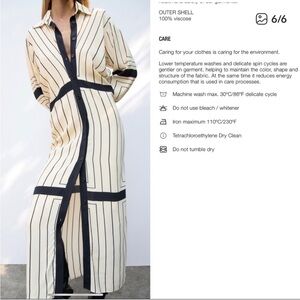 Zara Maxi Shirt Dress Cream and Black Striped